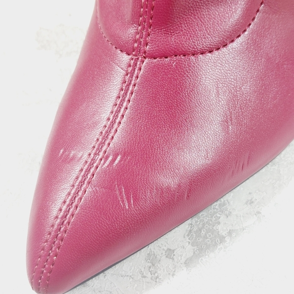 NEW Open Edit Burgundy Leather Ederika Clear Wedge Pointy Toe Ankle Boots i131 - Picture 13 of 14